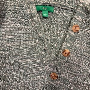 Dip Heather Gray Cardigan with Tan Buttons